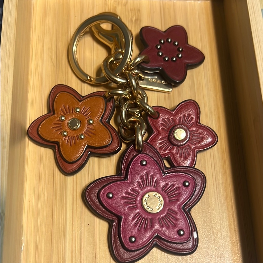 Coach Brown and Pink Leather Key Chain